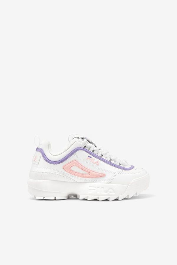 Fila Disruptor 2 Boy's Sneakers - White/Coral/Purple,NZ 837-45083